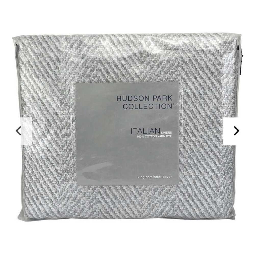 Hudson Park Italian Linens Palermo FULL / QUEEN Duvet Cover Silver